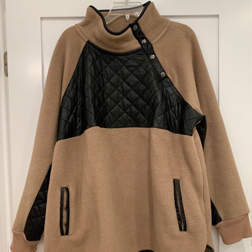 Abercrombie fleece sweatshirt with faux leather trim